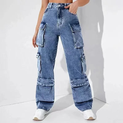 Jeans Women Straight Cargo Pants