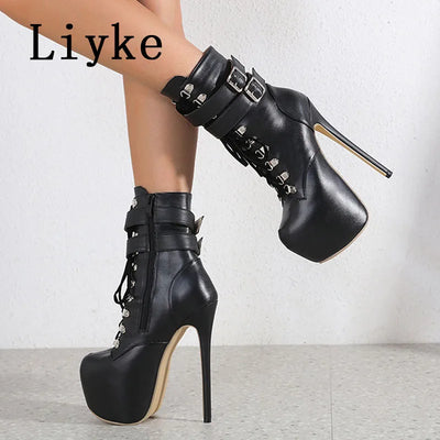 Liyke Autumn Winter Platform Boots