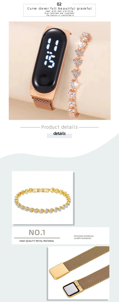 2PCS Set Women Diamond Bracelet