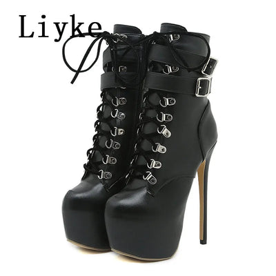 Liyke Autumn Winter Platform Boots