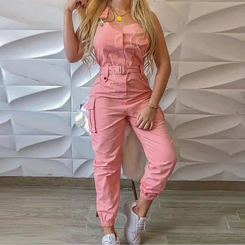 Fashion Strap Jumpsuit Women Loose