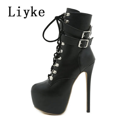 Liyke Autumn Winter Platform Boots