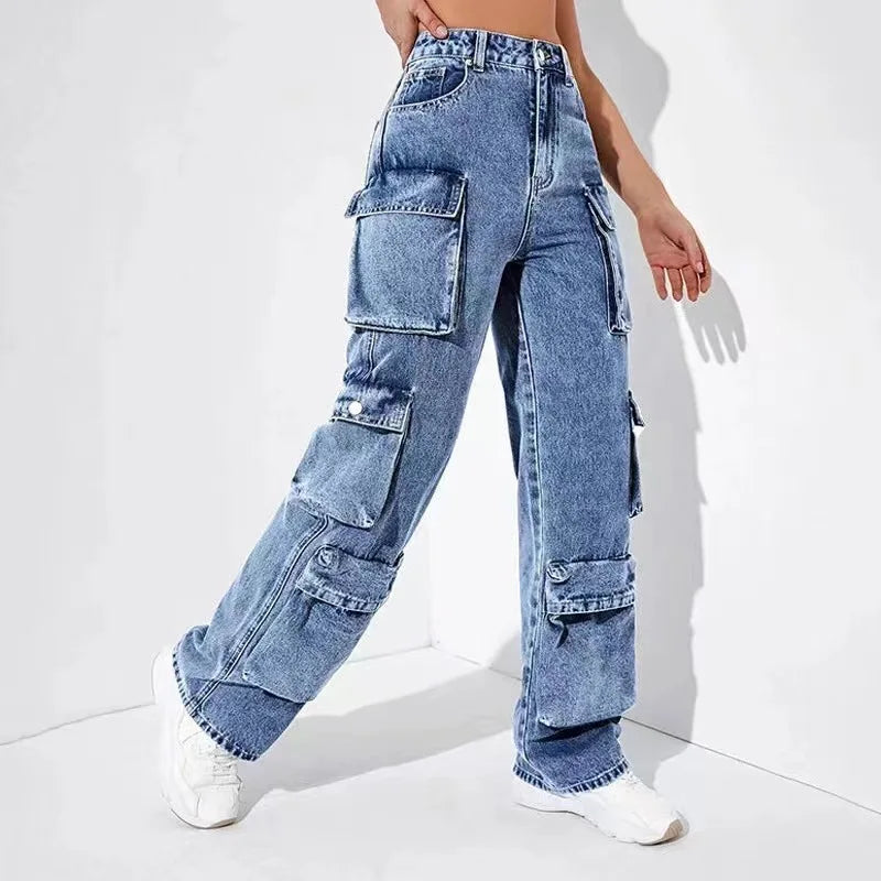 Jeans Women Straight Cargo Pants