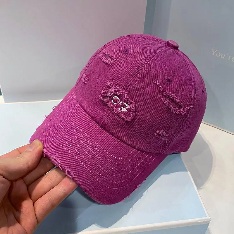 Light purple pleated Baseball cap