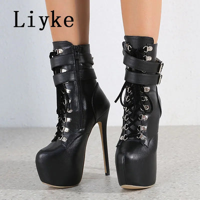 Liyke Autumn Winter Platform Boots