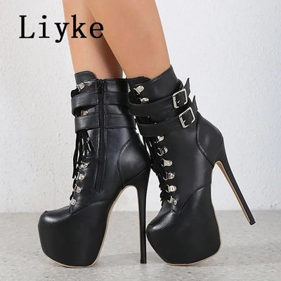 Liyke Autumn Winter Platform Boots